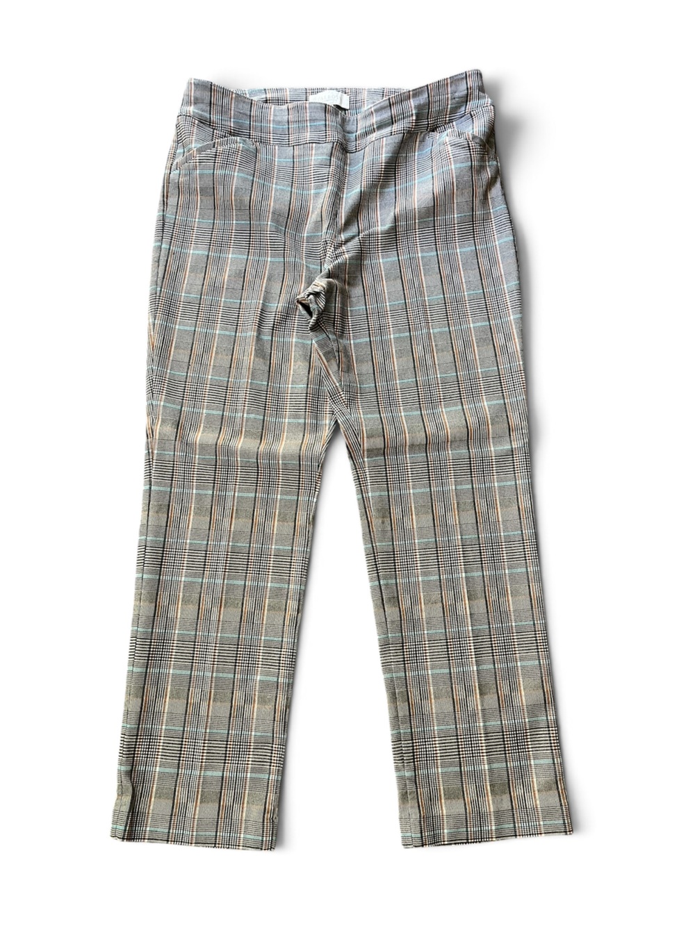 Talbots Black & Brown Plaid Pants with Teal Accent